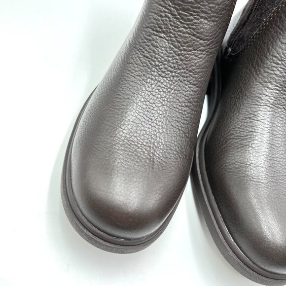 Ugg Womens Size 8.5 Harrison Moto Dark Brown Leather Ankle Boots Booties‎ Shoes - Picture 4 of 16